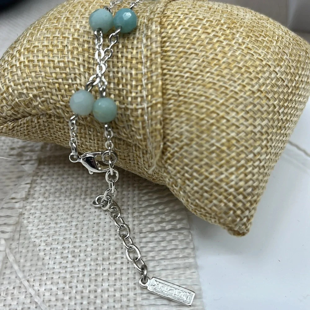 Vintage Napier Silver Tone Necklace with Aqua Blue Stones 14"-16" - Picture 7 of 10